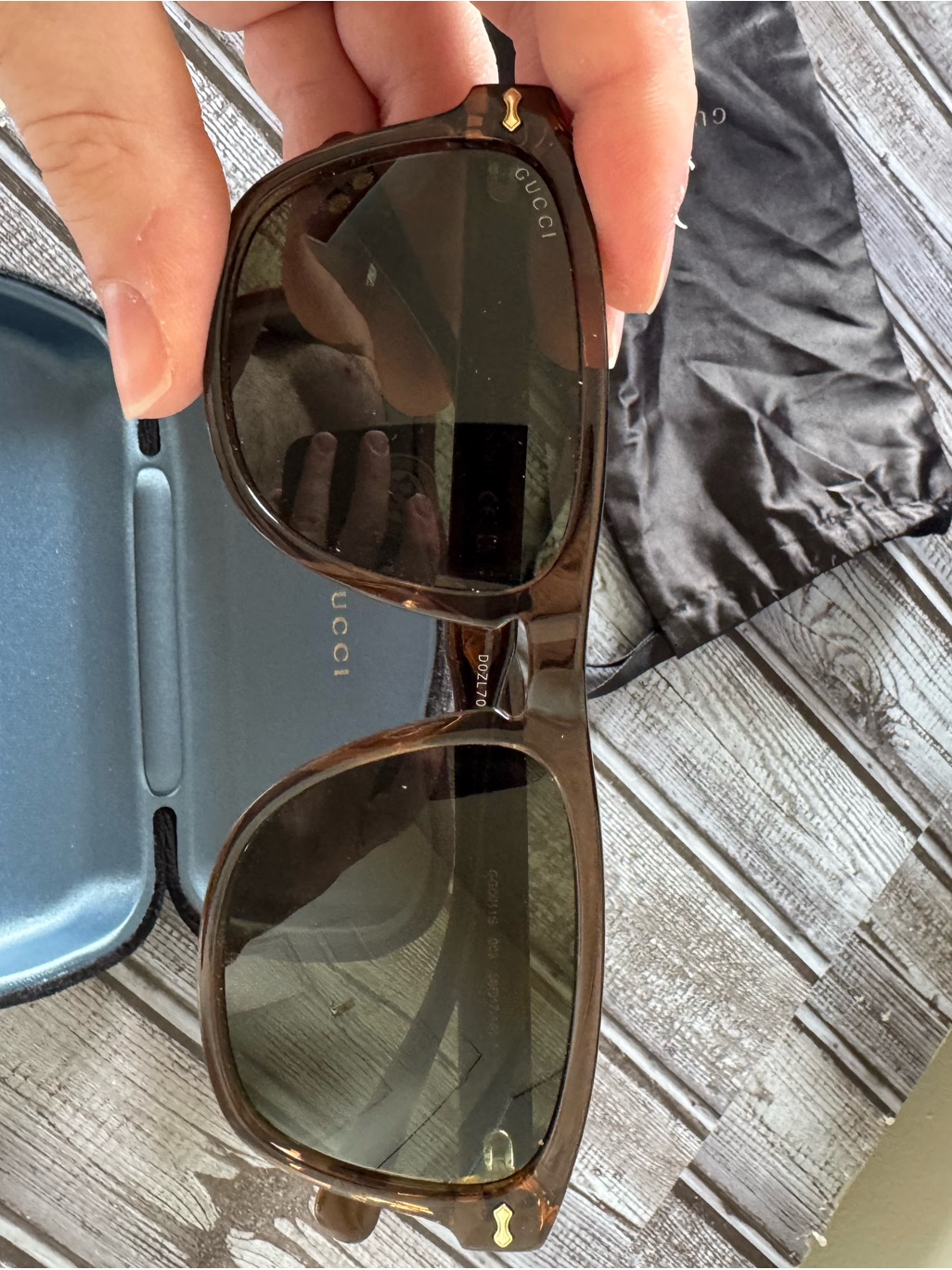 Gucci Brown Tortoise Shell Sunglasses With Dark Lenses